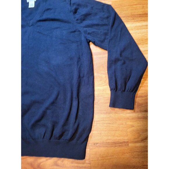 LL Bean Men's Cotton Cashmere Blend V Neck Sweater Dark Blue Navy X-Large Tall - Picture 2 of 3